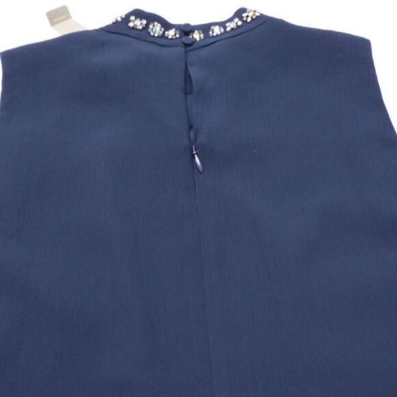 NWT J.Crew Jewel Neckline Peplum Sleeveless Navy Top, size XS - Picture 9 of 12